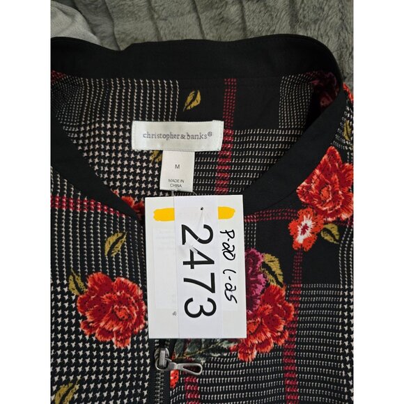 Floral Plaid Bomber Jacket Zip Front Stylish whimsygoth flowercore cottagecore - Picture 4 of 4